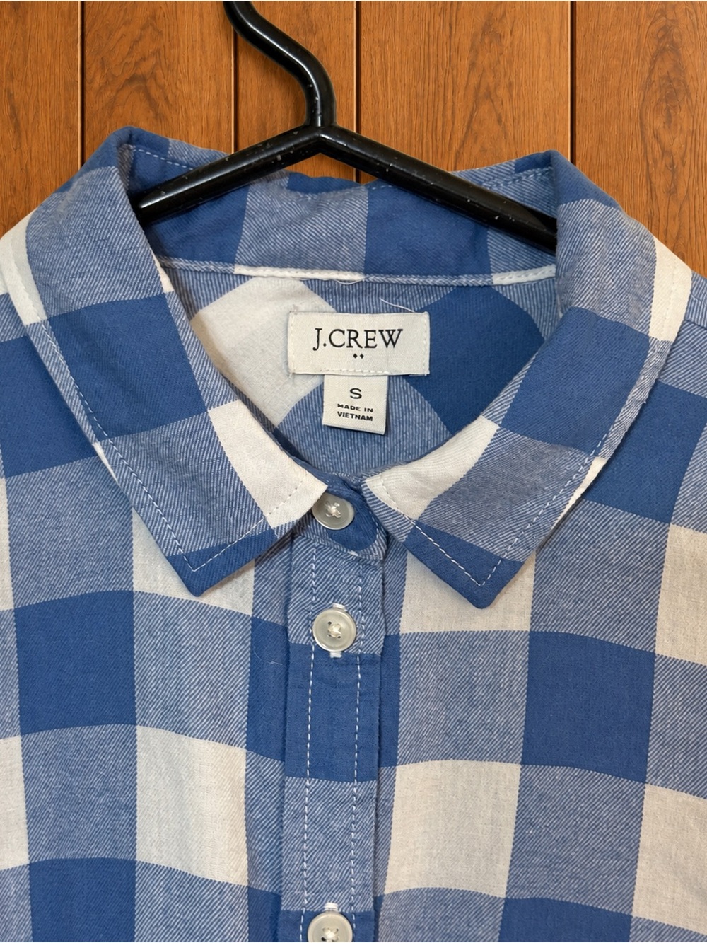 J.Crew Blue & White Buffalo Check Button Down Shirt 100% Cotton Size S Women’s